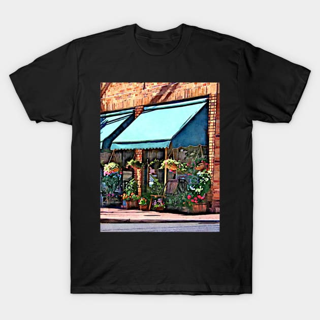 Mountianside NJ - Flower Shop With Green Awning T-Shirt by SusanSavad